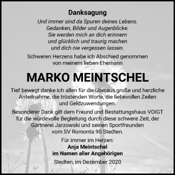 Traueranzeige von Marko Meintschel von Super Sonntag Mansfelder Land