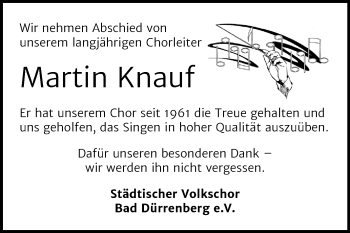 Traueranzeige von Martin Knauf von Mitteldeutsche Zeitung Merseburg/Querfurt