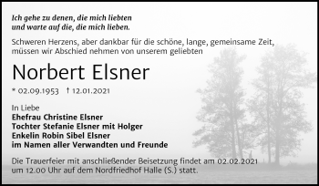 Traueranzeige von Norbert Elsner von Mitteldeutsche Zeitung Halle/Saalkreis