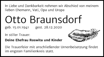 Traueranzeige von Otto Braunsdorf von Mitteldeutsche Zeitung Wittenberg