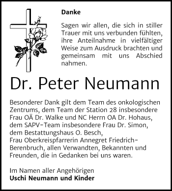 Traueranzeige von Peter Neumann von Mitteldeutsche Zeitung Dessau-Roßlau