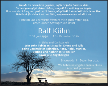 Traueranzeige von Ralf Kühn von Super Sonntag Naumburg/Nebra
