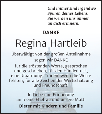 Traueranzeige von Regina Hartleib von Mitteldeutsche Zeitung Mansfelder Land