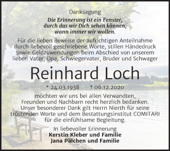 Traueranzeige von Reinhard Loch von Super Sonntag Zeitz