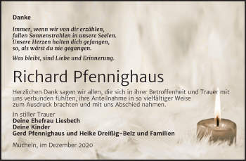 Traueranzeige von Richard Pfennighaus von Mitteldeutsche Zeitung Merseburg/Querfurt