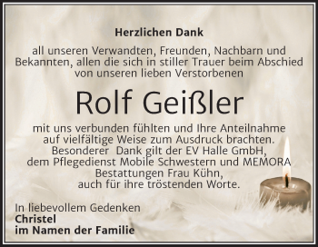 Traueranzeige von Rolf Geißler von Mitteldeutsche Zeitung Halle/Saalkreis