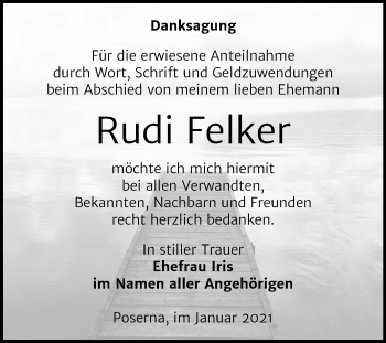 Traueranzeige von Rudi Felker von Mitteldeutsche Zeitung Weißenfels