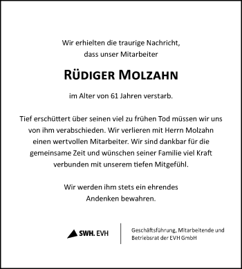 Traueranzeige von Rüdiger Molzahn von Mitteldeutsche Zeitung Halle/Saalkreis