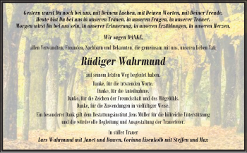 Traueranzeige von Rüdiger Wahrmund von Super Sonntag Aschersleben