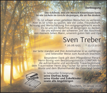 Traueranzeige von Sven Treber von Mitteldeutsche Zeitung Weißenfels