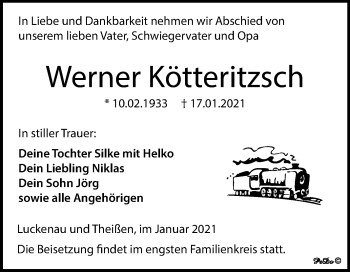 Traueranzeige von Werner Kötteritzsch von Mitteldeutsche Zeitung Zeitz