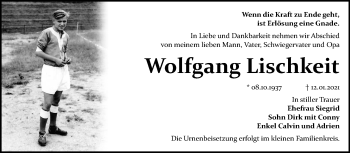 Traueranzeige von Wolfgang Lischkeit von Mitteldeutsche Zeitung Bitterfeld