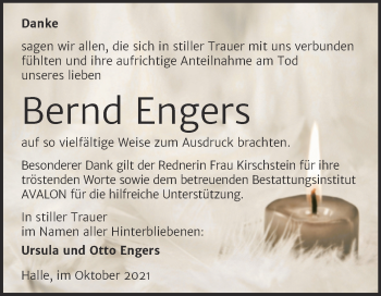 Traueranzeige von Bernd Engers von Mitteldeutsche Zeitung Halle/Saalkreis