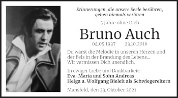 Traueranzeige von Bruno Auch von Trauerkombi Mansfelder Land