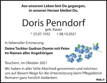 Traueranzeige von Doris Penndorf von Trauerkombi Weißenfels