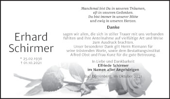 Traueranzeige von Erhard Schirmer von Trauerkombi Merseburg