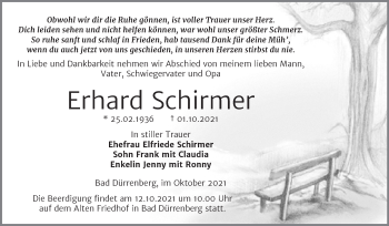 Traueranzeige von Erhard Schirmer von Trauerkombi Merseburg