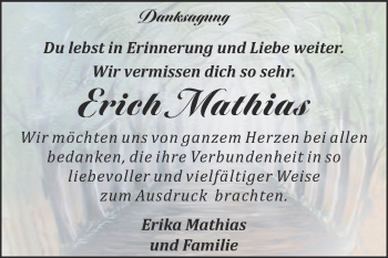 Traueranzeige von Erich Mathias von Trauerkombi Dessau