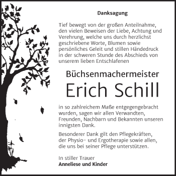 Traueranzeige von Erich Schill von Trauerkombi Wittenberg