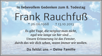 Traueranzeige von Frank Rauchfuß von Trauerkombi Merseburg