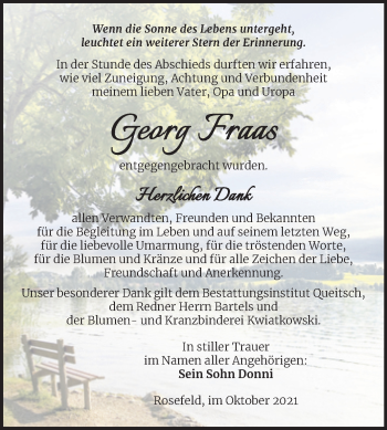Traueranzeige von Georg Fraas von Trauerkombi Köthen