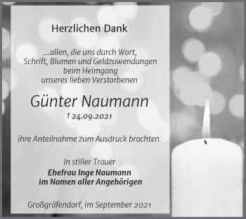 Traueranzeige von Günter Naumann von Trauerkombi Merseburg
