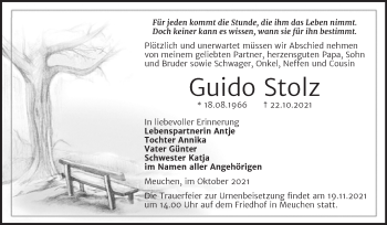 Traueranzeige von Guido Stolz von Trauerkombi Weißenfels