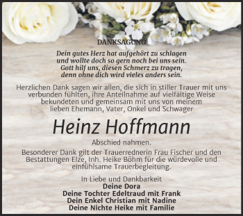 Traueranzeige von Heinz Hoffmann von Trauerkombi Dessau