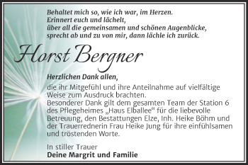 Traueranzeige von Horst Bergner von Trauerkombi Dessau