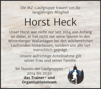Traueranzeige von Horst Heck von Mitteldeutsche Zeitung