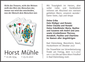 Traueranzeige von Horst Mühle von Trauerkombi Merseburg