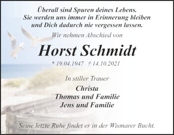 Traueranzeige von Horst Schmidt von Trauerkombi Dessau