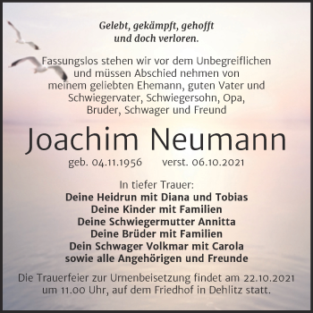 Traueranzeige von Joachim Neumann von Trauerkombi Weißenfels