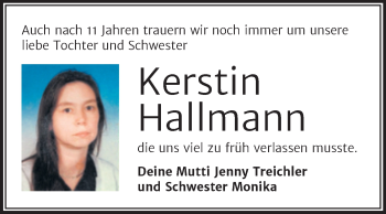 Traueranzeige von Kerstin Hallmann von Trauerkombi Wittenberg