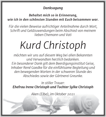 Traueranzeige von Kurd Christoph von Trauerkombi Köthen