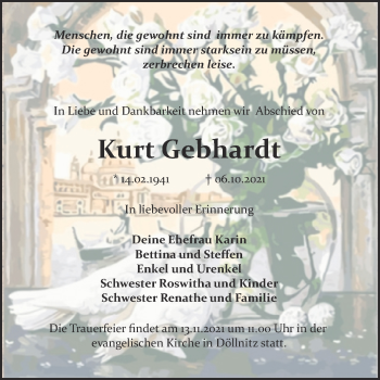 Traueranzeige von Kurt Gebhardt von Trauerkombi Merseburg