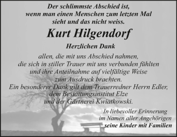 Traueranzeige von Kurt Hilgendorf von Trauerkombi Dessau