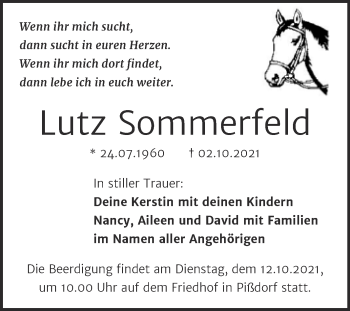 Traueranzeige von Lutz Sommerfeld von Trauerkombi Köthen