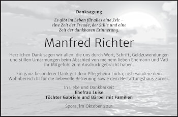Traueranzeige von Manfred Richter von Trauerkombi Zeitz