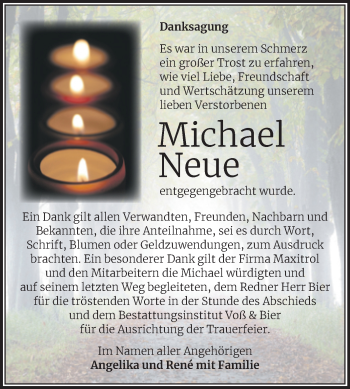 Traueranzeige von Michael Neue von Mitteldeutsche Zeitung Quedlingburg