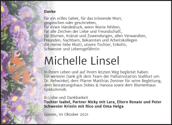Traueranzeige von Michelle Linsel von Trauerkombi Bernburg