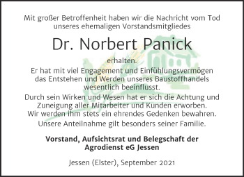 Traueranzeige von Norbert Panick von Super Sonntag Wittenberg