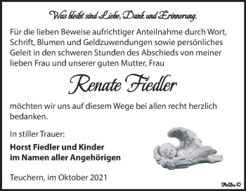 Traueranzeige von Renate Fiedler von Trauerkombi Weißenfels
