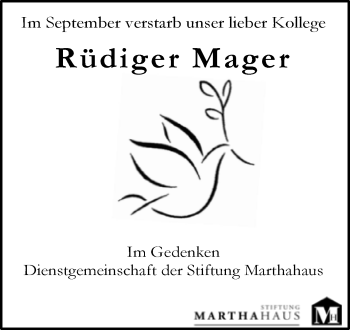 Traueranzeige von Rüdiger Mager von Mitteldeutsche Zeitung Halle/Saalkreis