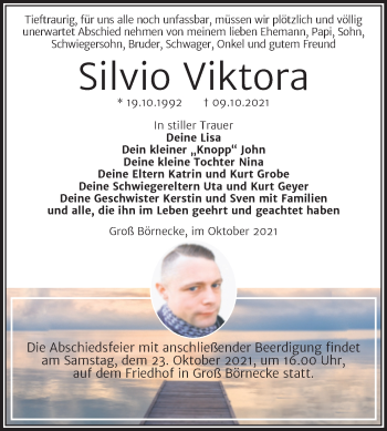 Traueranzeige von Silvio Viktora von Trauerkombi Mansfelder Land