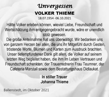 Traueranzeige von Volker Thieme von Super Sonntag Quedlingburg