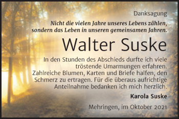 Traueranzeige von Walter Suske von Trauerkombi Aschersleben