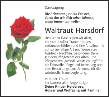 Traueranzeige von Waltraut Harsdorf von Trauerkombi Dessau
