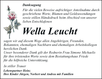 Traueranzeige von Wella Leucht von Trauerkombi Dessau