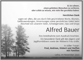 Traueranzeige von Alfred Bauer von Trauerkombi Merseburg